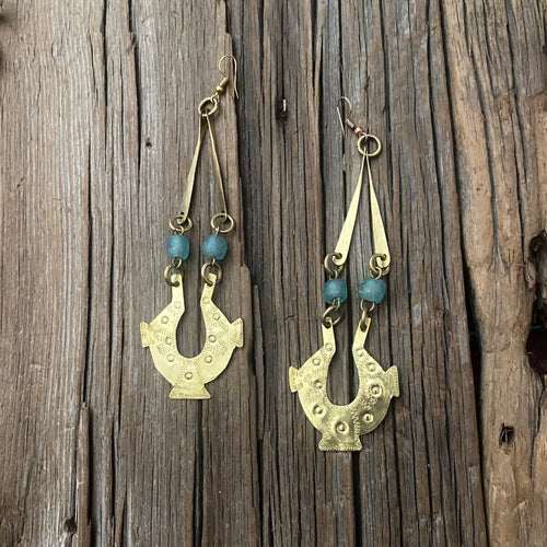 Brass Tribal Etched Earrings
