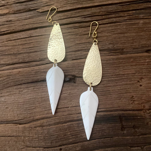 Hammered White Spear Earrings