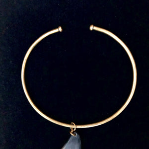 Long Brass Shield Choker Pendant