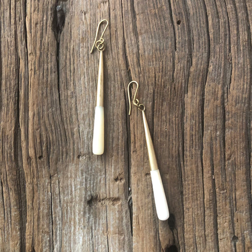White Brass Cap Earring