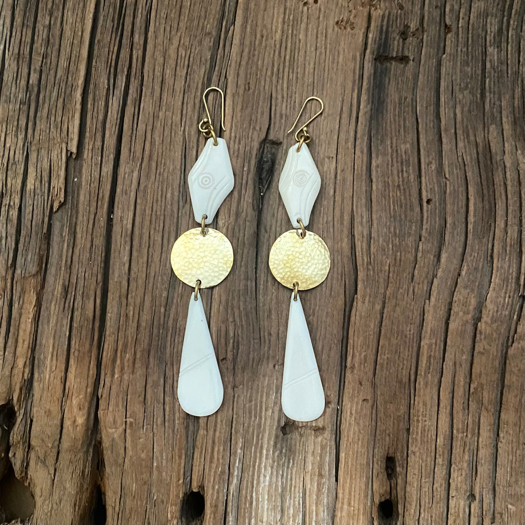 White Etched Earrings