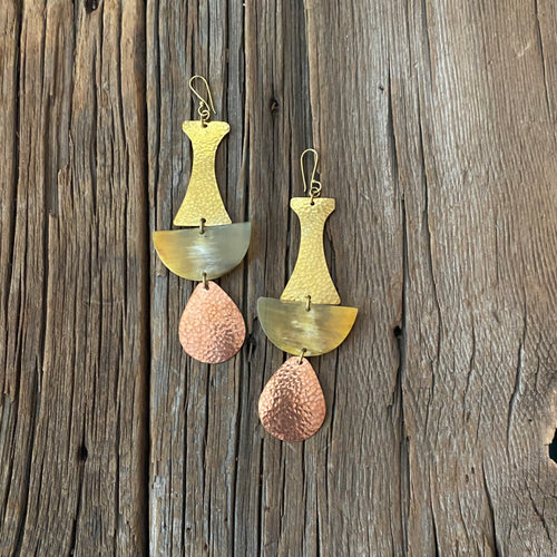 Brass & Copper Drop Earrings