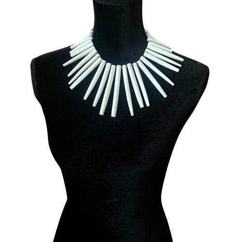 White Chevron Spike Choker