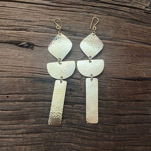 Hammered Brass Drop Earrings