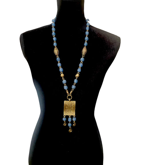 Cornflower Blue Glass Necklace