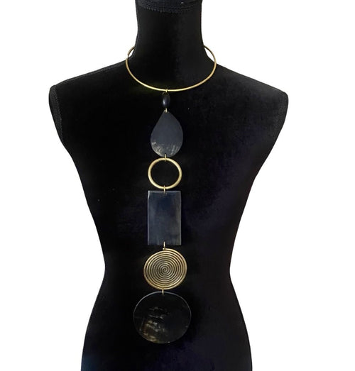 Black Hoop Surutia  Choker Pendant