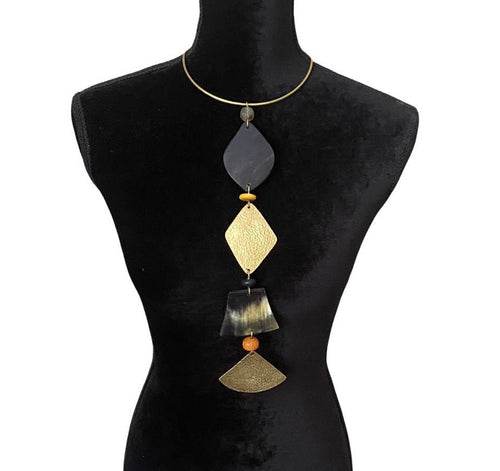 Diamond Brass Horn Pendant