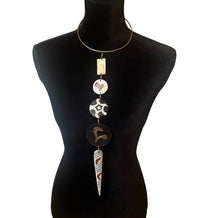 Load image into Gallery viewer, Bone Mixed Metals Choker Pendant
