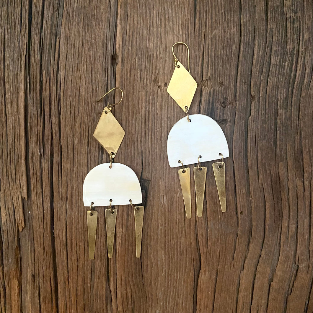 Cream Fringe Earrings