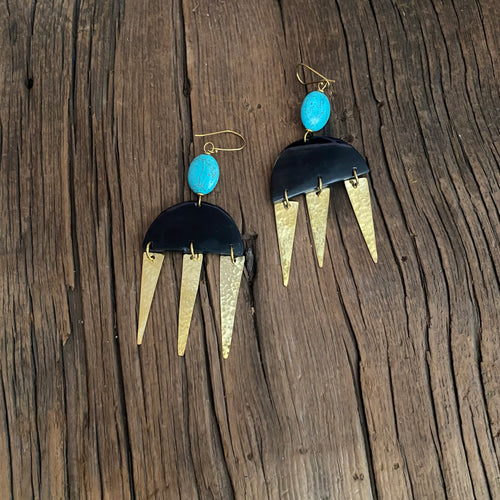 Dark Horn Fringe Earrings