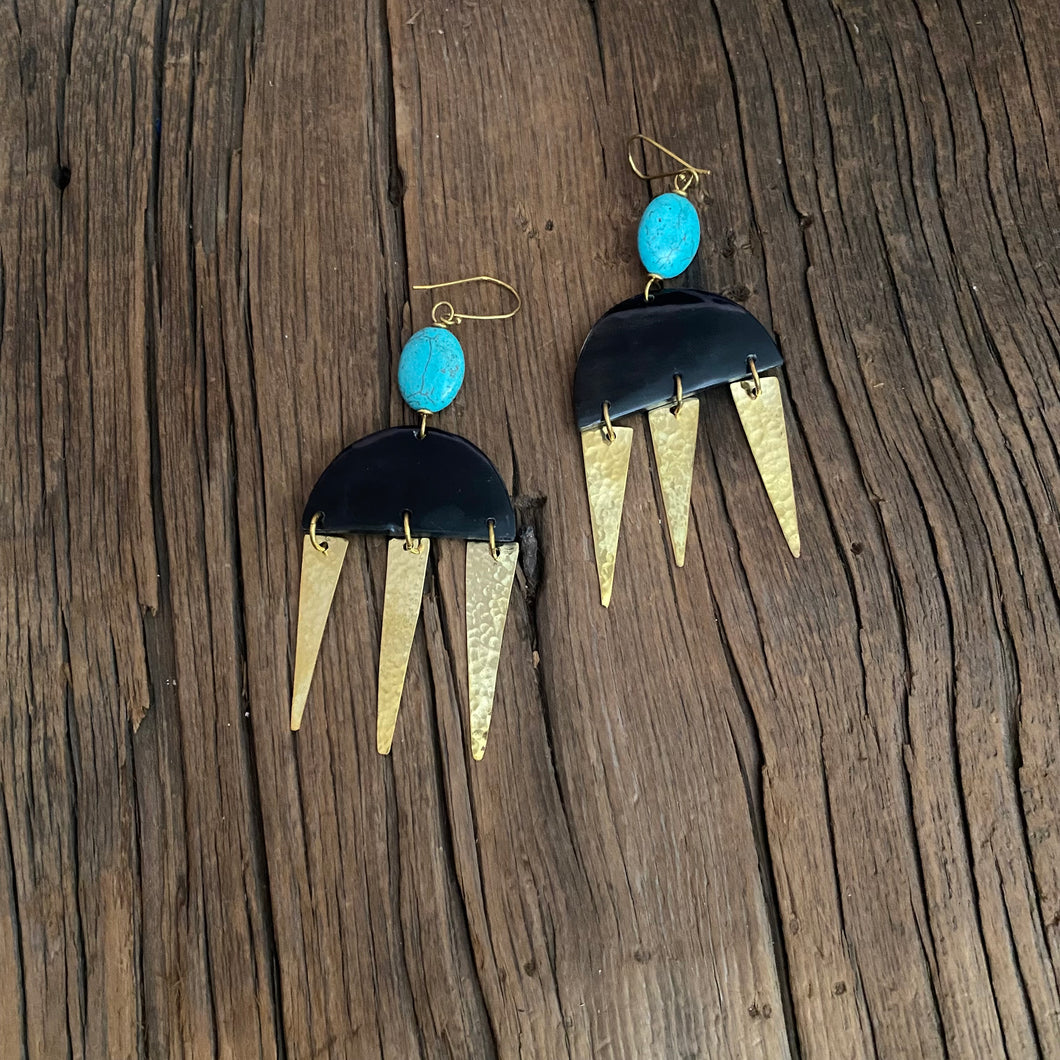 Dark Horn Fringe Earrings