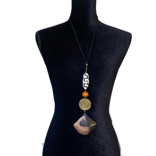 Leather Cord Batik Pendant