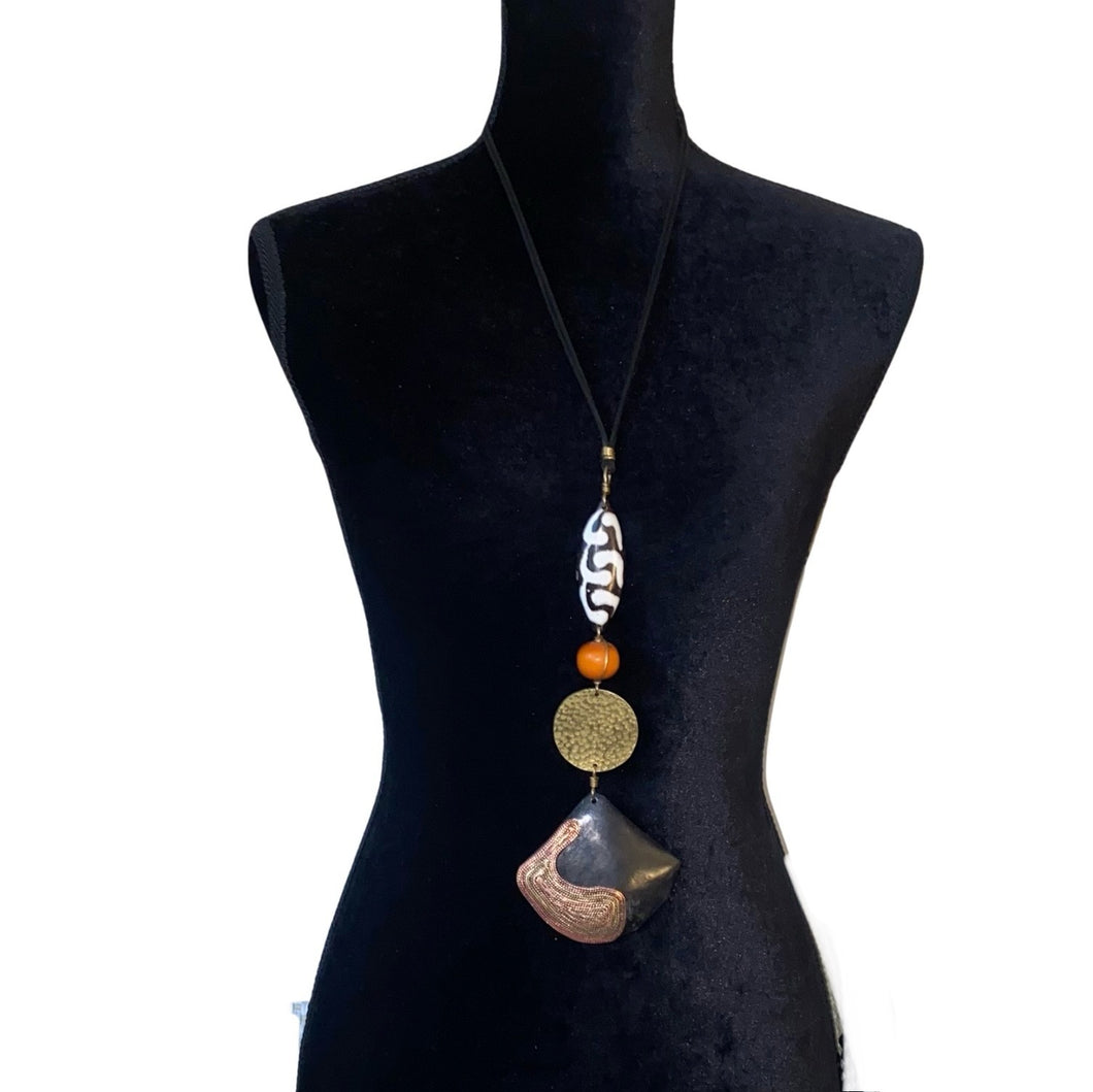 Leather Cord Batik Pendant