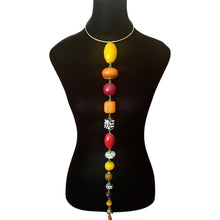 Load image into Gallery viewer, Mixed Bead Batik Long Choker Pendant