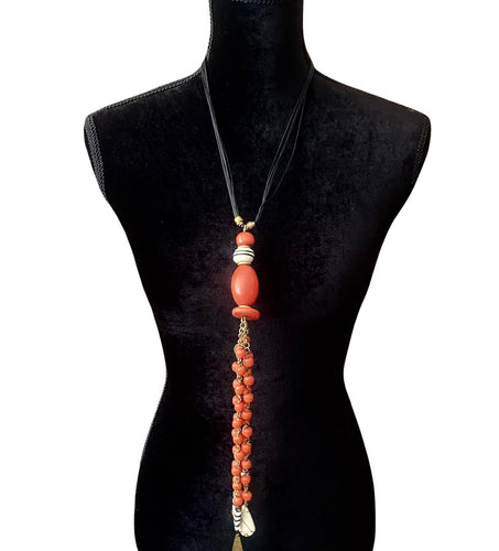 Deep Orange Tassle Pendant