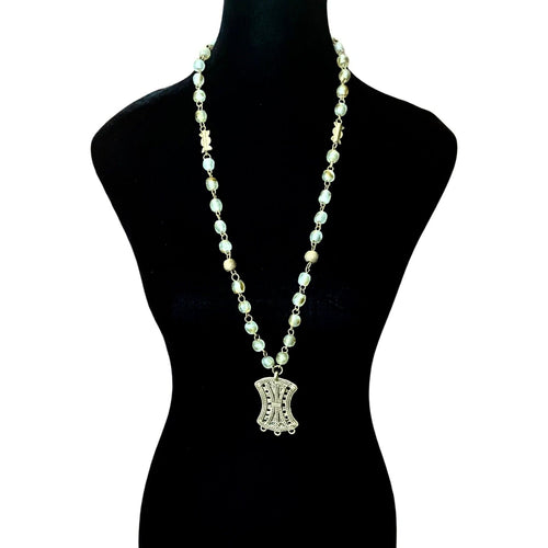 Long Carmel Glass Bead Necklace