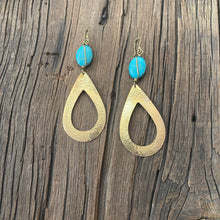 Load image into Gallery viewer, Brass Oval Stone Earrings