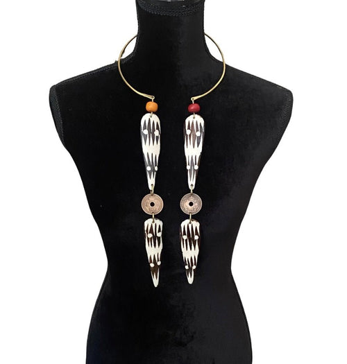 Double Batik Amber Coin Necklace