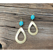 Load image into Gallery viewer, Brass Oval Stone Earrings