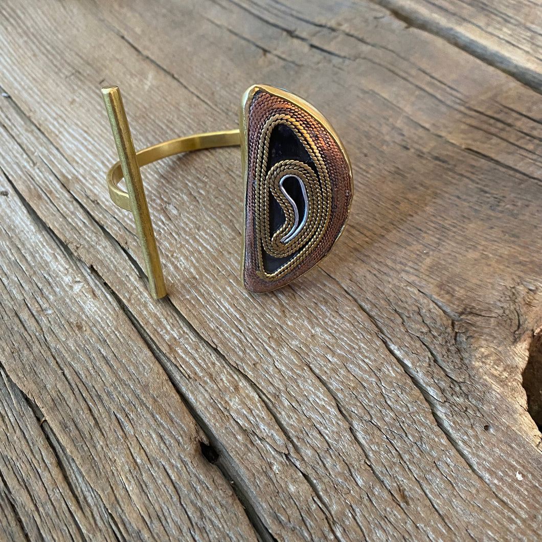 Mixed Metal Half Moon Cuff