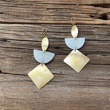 Load image into Gallery viewer, Hammered Triangle White Earrings