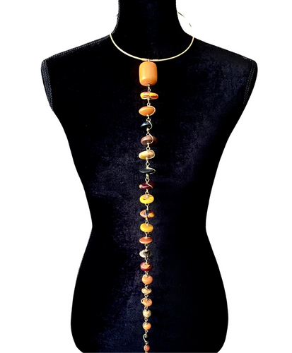 Mixed Bead Long Pendant