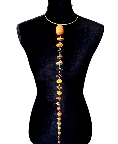 Mixed Bead Long Pendant