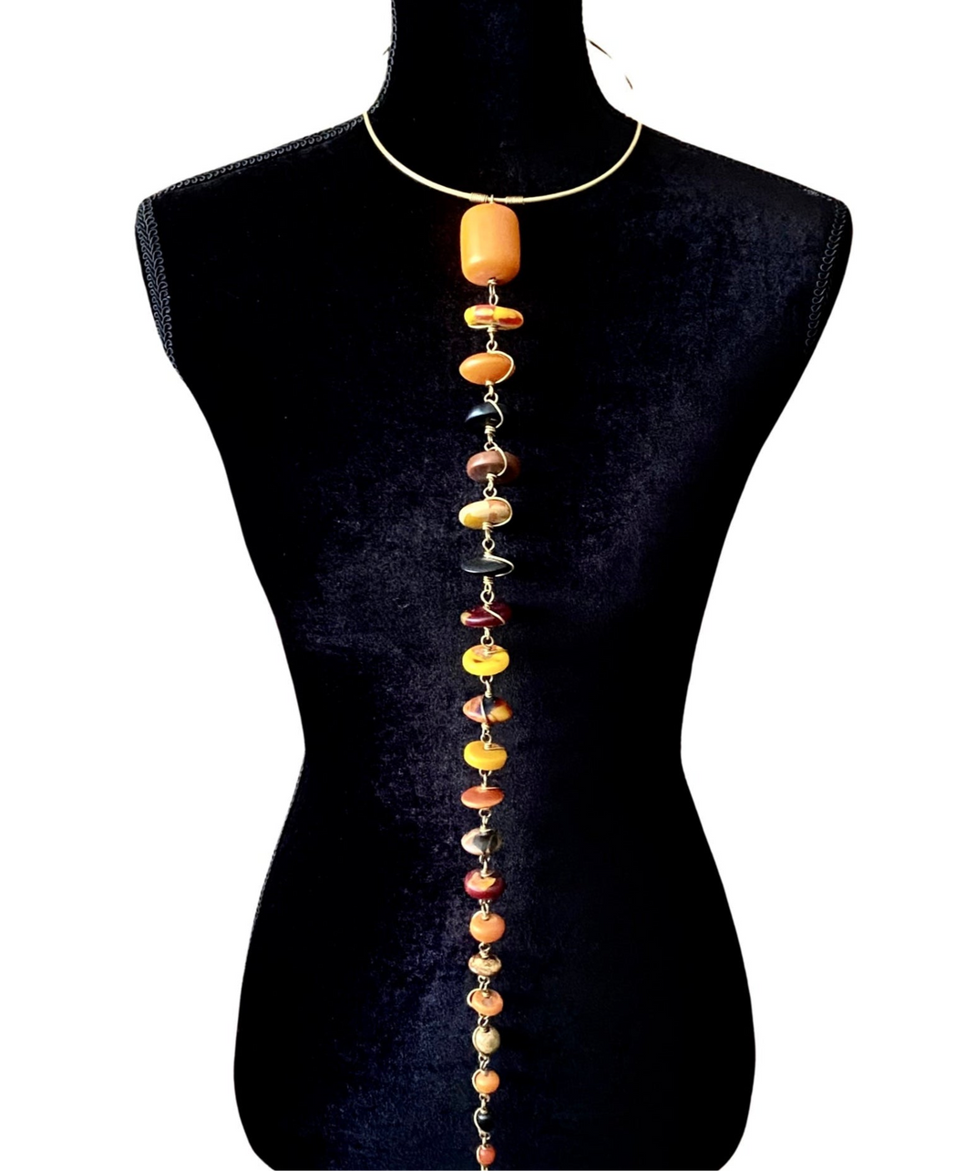 Mixed Bead Long Pendant