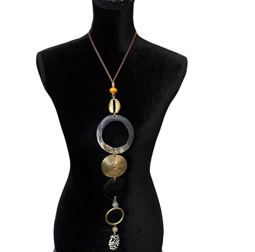 Cowrie Mixed Hoop Pendant