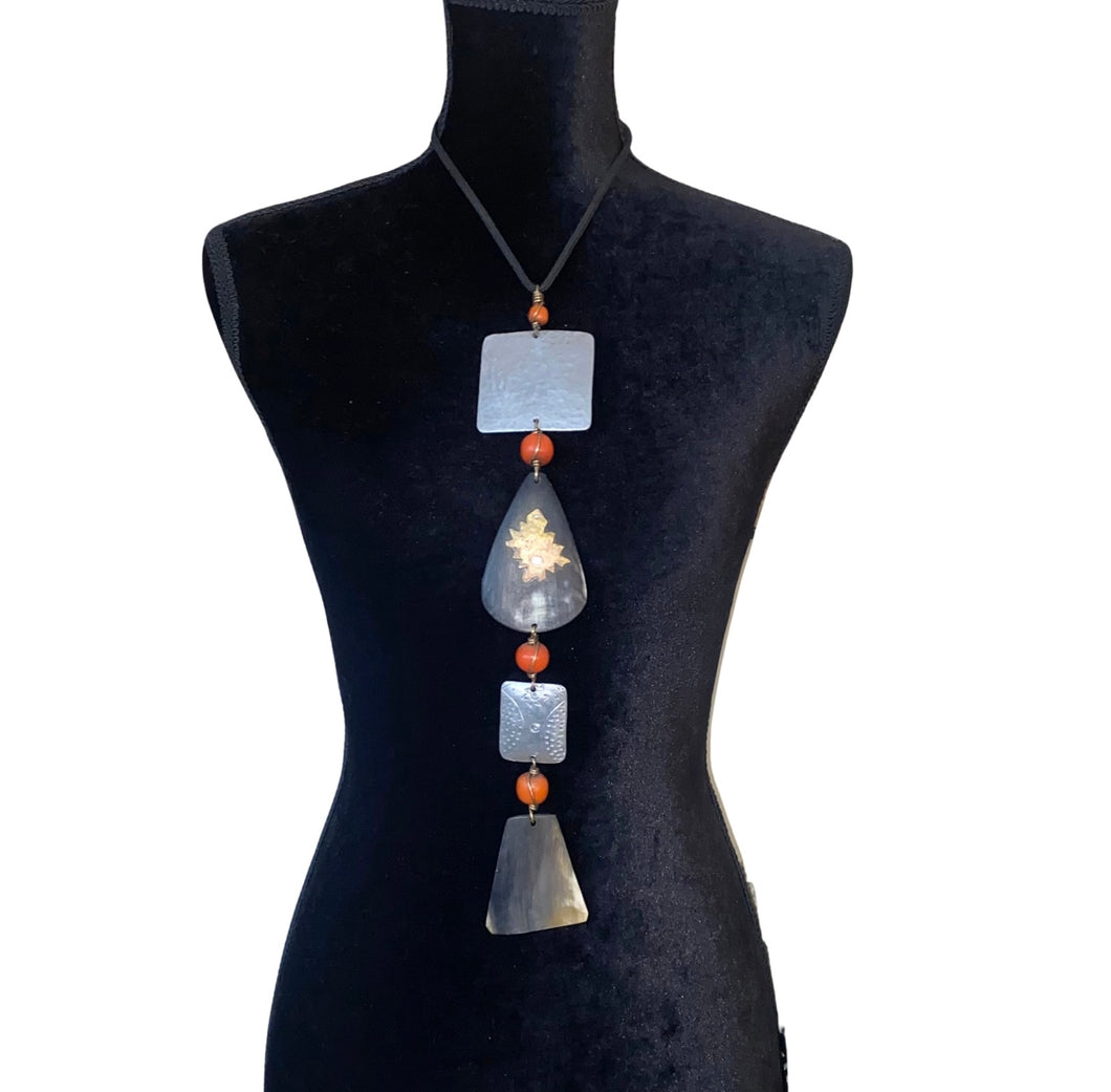 Leather Cord Metal Pendant