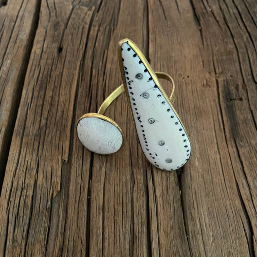 Carved Off White Cuff