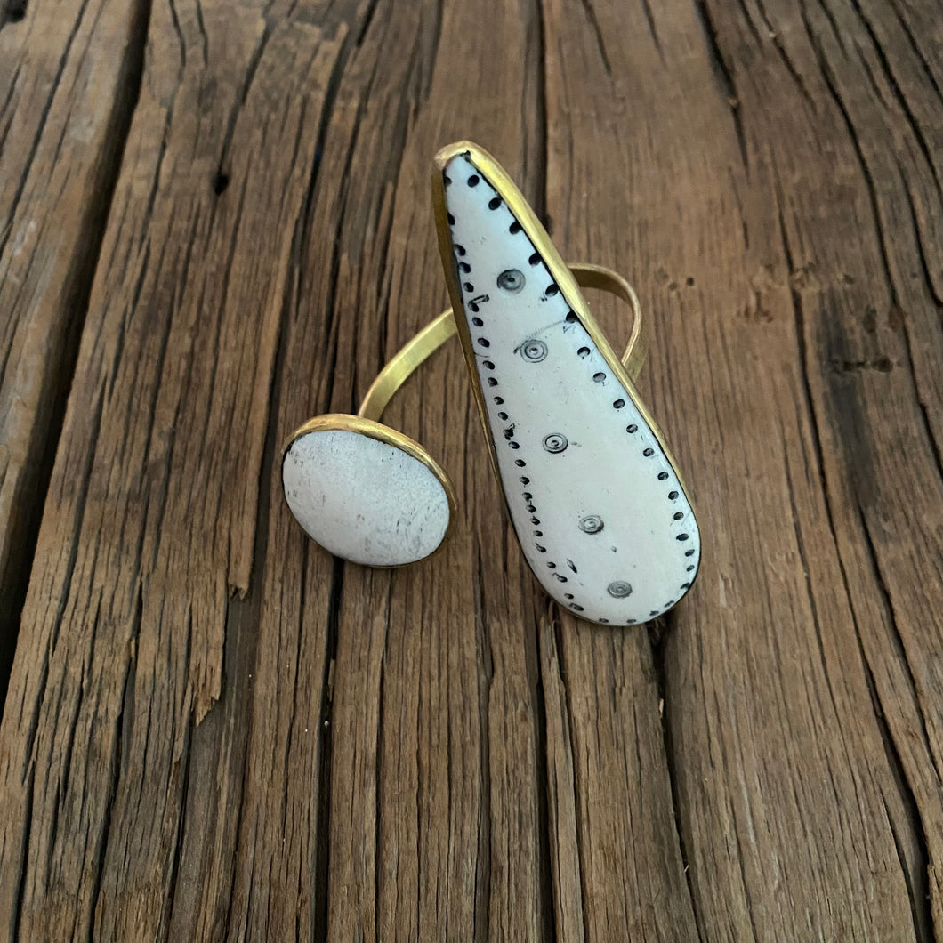 Carved Off White Cuff