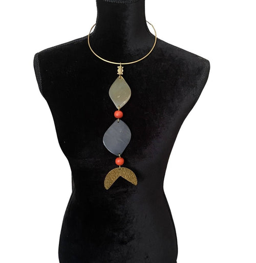 Amber Horn Choker Pendant