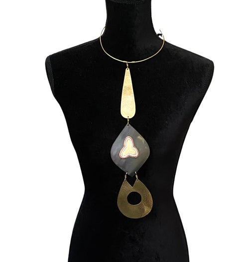 Brass Shapes Choker Pendant
