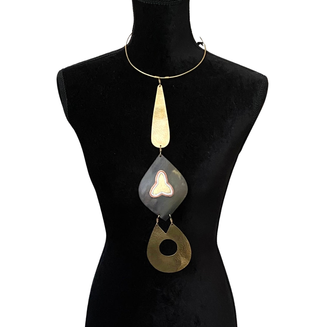 Brass Shapes Choker Pendant