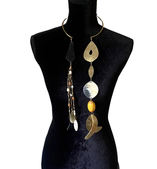 Double Trouble Brass & Beads Necklace