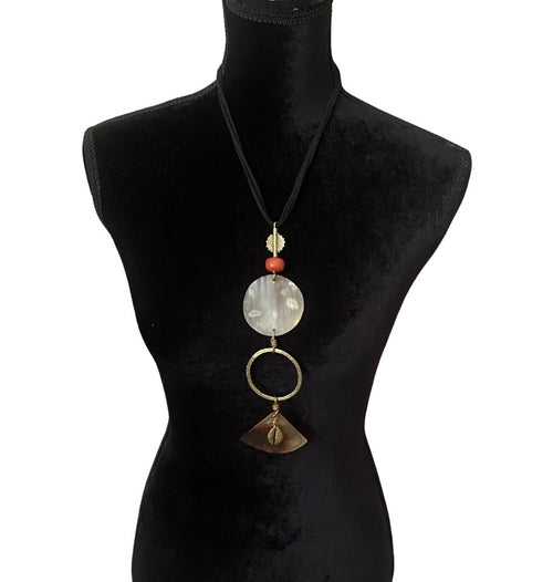 Sun & Cowrie Horn Pendant