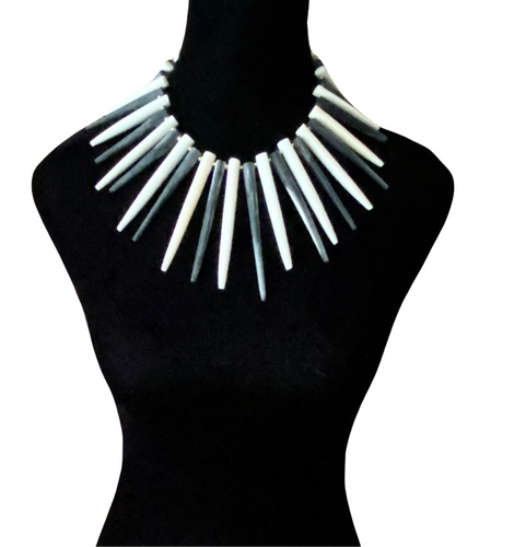 Blk & White Spike Collar Necklace