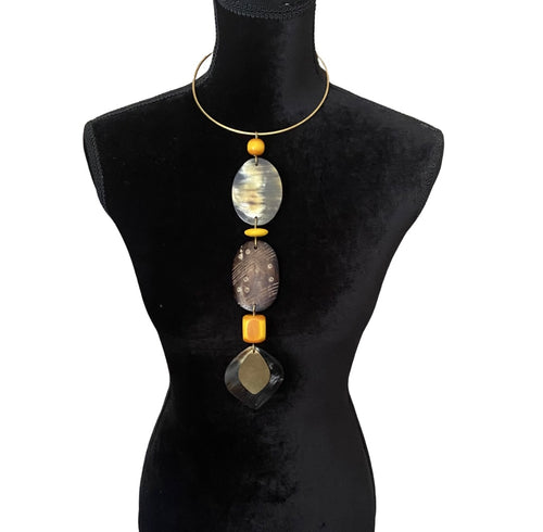 Horn & Amber  Choker Pendant