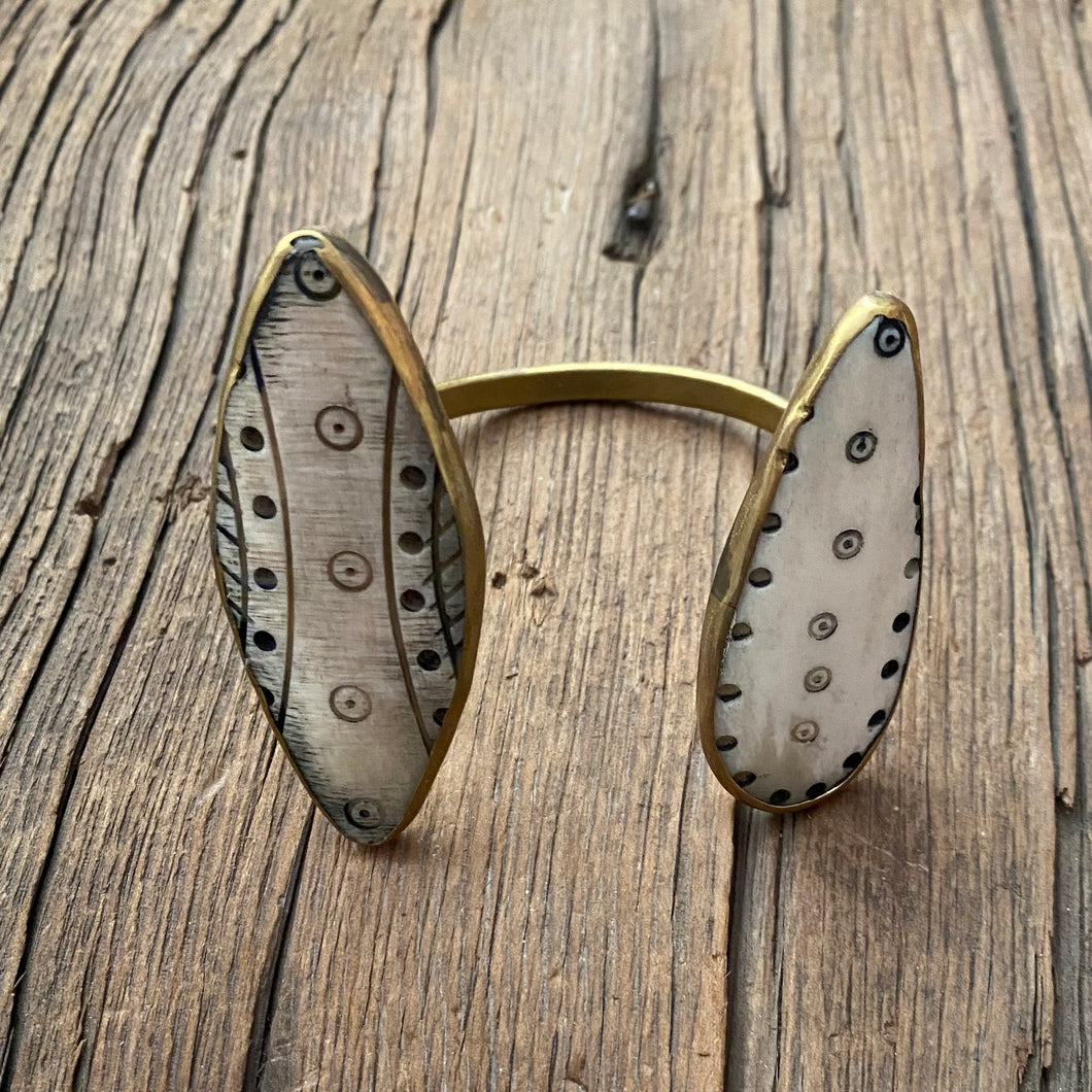 Carved Off White Cuff