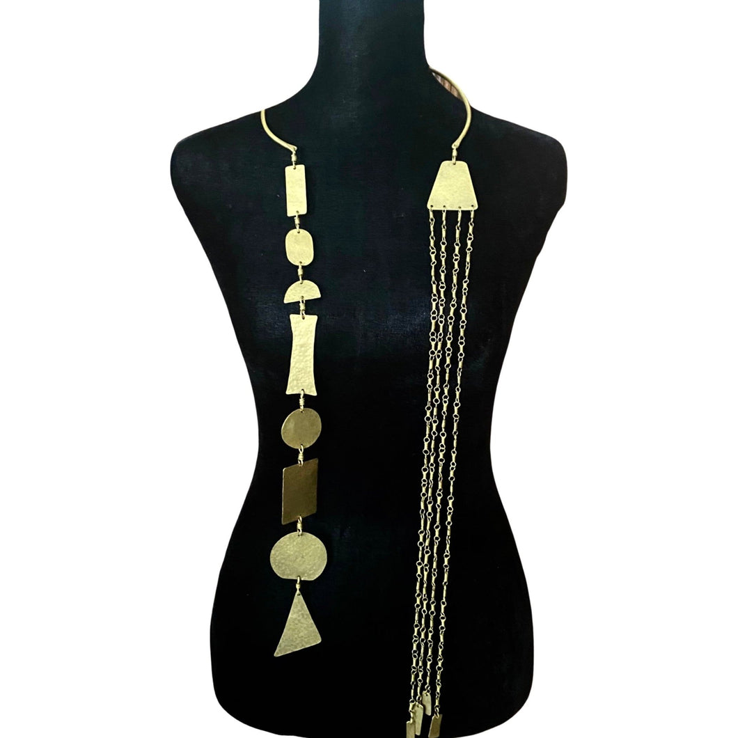Elegant Double Brass Necklace