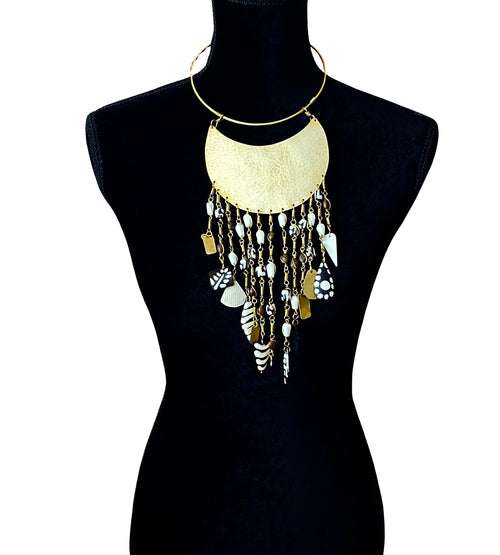 Brass Shield Charm Choker