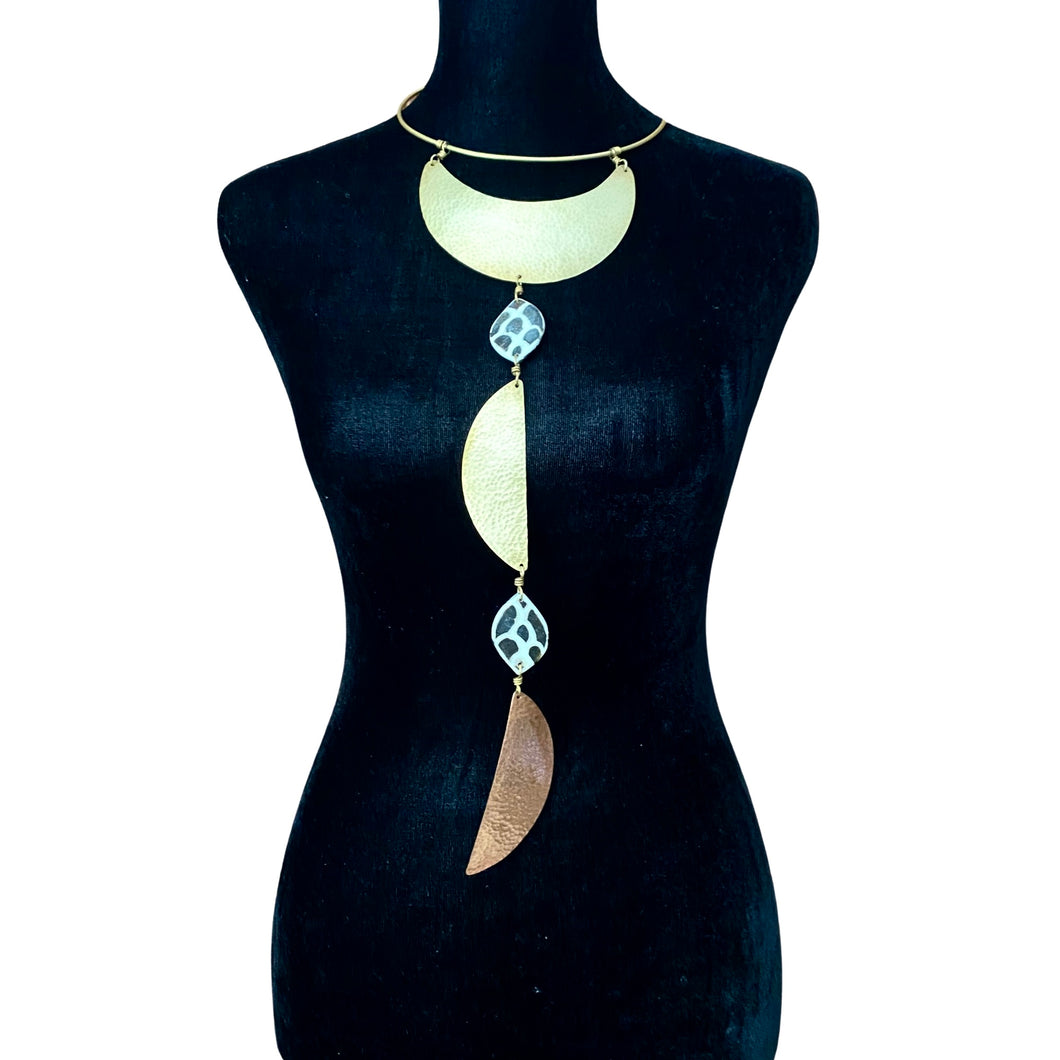 Abstract Batik Moon Slice Pendant