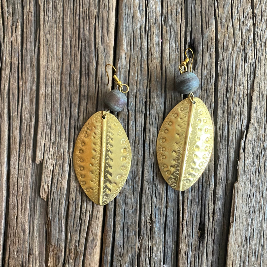 Glass Bead Leaf Earrings