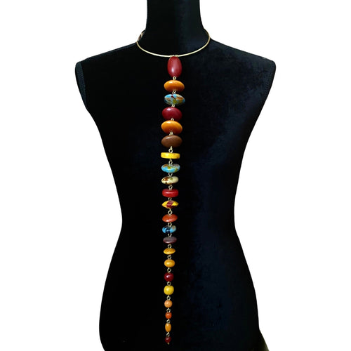 Mixed Color Resin Long Choker Necklace