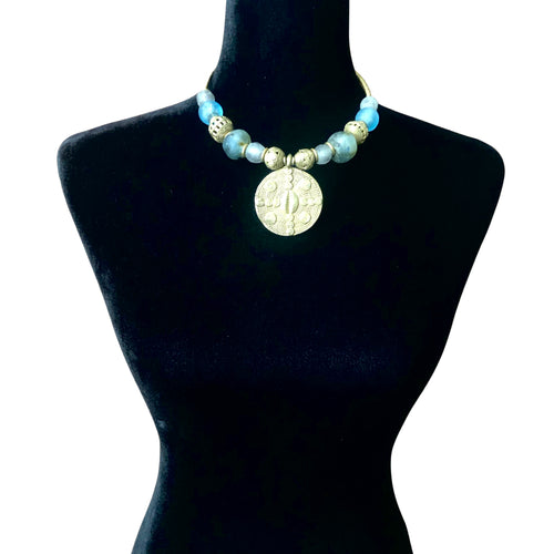 Glass Brass Pendant Choker