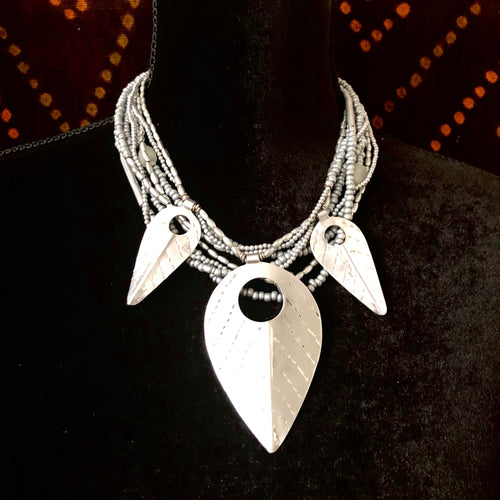 Silver Strand Leaf Necklace