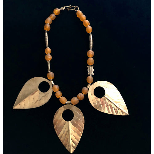 Glass & Brass Leaf Necklace