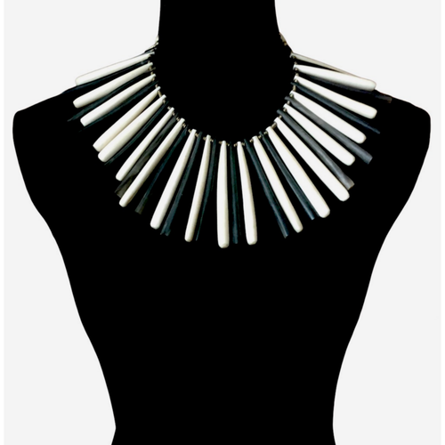 Blk & White Stick Collar Necklace