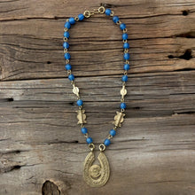 Load image into Gallery viewer, Blue Glass Necklace with Pendant